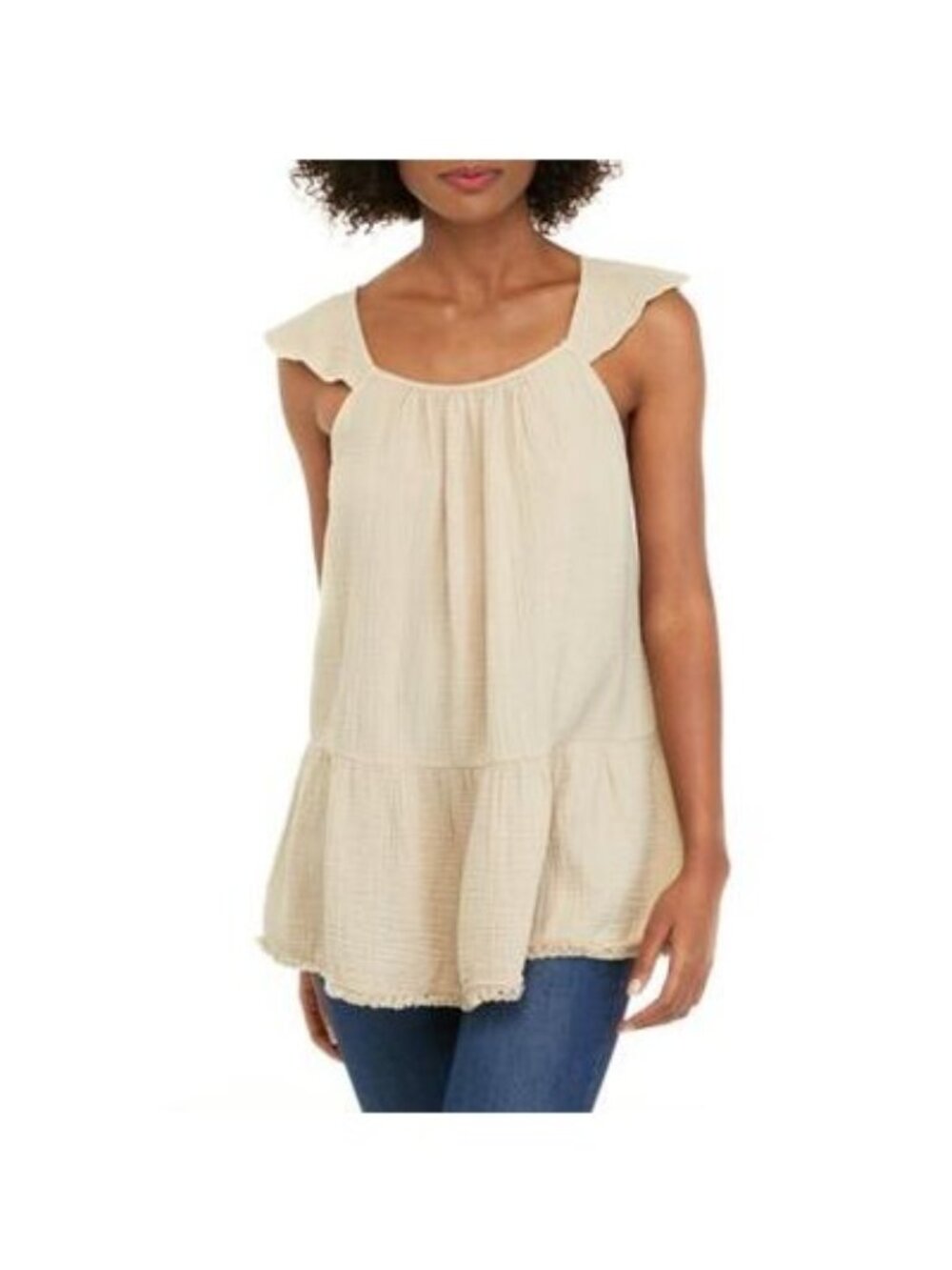 Cupio NWT Women's Flutter Sleeve Peplum Top, X-Large
